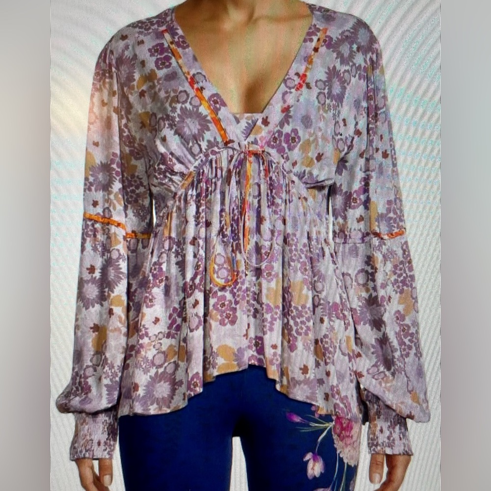 Johnny Was Jade - Darla Floral Print L/S Peasant Top L12122